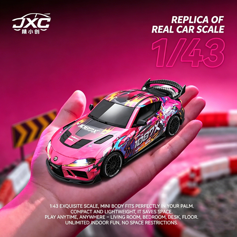 Rc Drift Car Kit - 1:43スープラ1087X RCドリフトカー ダイキャストメタルボディ ジャイロ 4WD フルプロポーショナル