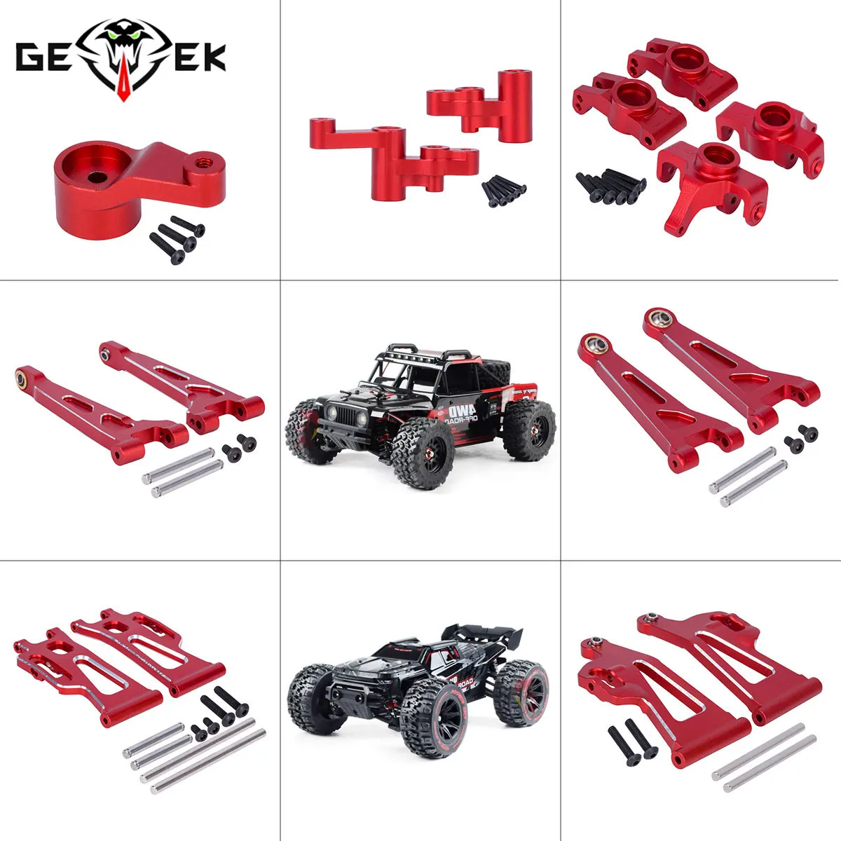 Rc Drift Car Kit - CNCアルミ製ステアリングカップ、フロントリアスイングアーム、サーボアームキット MJX Hyper Go 1/14 14209