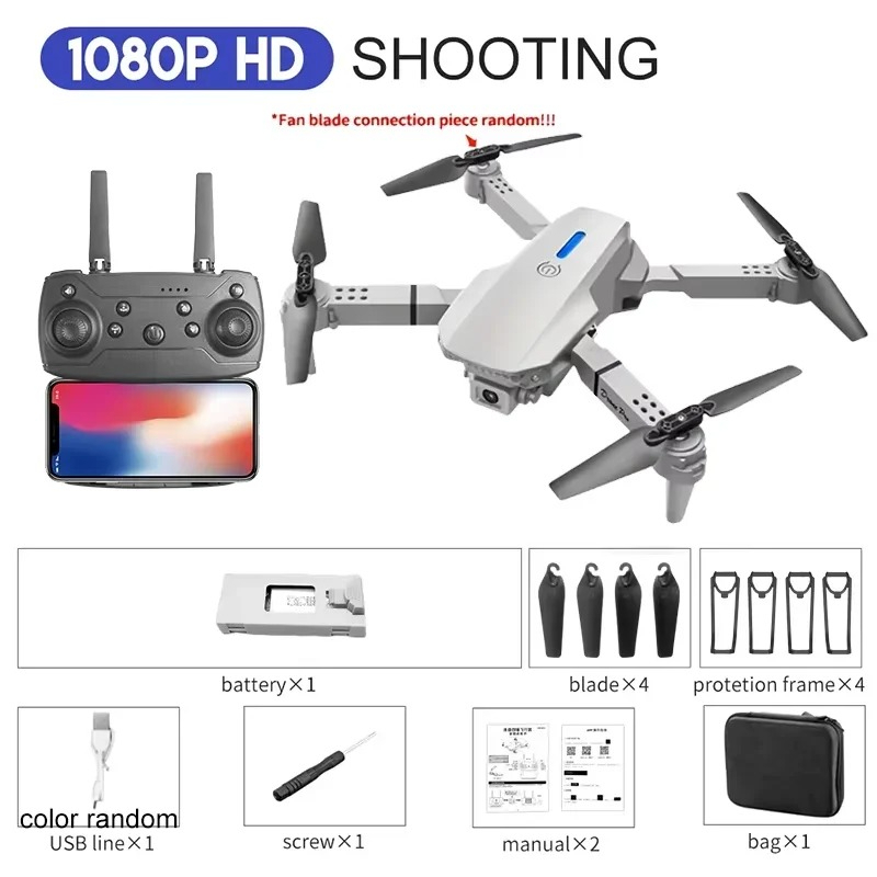 Drone E88 Rc Quadcopter - E88折りたたみ式ヘリコプターRCドローン プロ仕様 広角HD 4Kカメラ搭載 ポータブルクアッドコプター航空機
