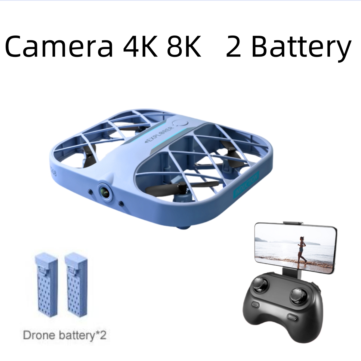 Drone Kf Rc - JJRC H107 FPV RCドローン（バッテリー2個付き）、8K/4Kカメラ搭載クアッドコプター、リモコン付きドローン、クリスマスプレゼントに最適