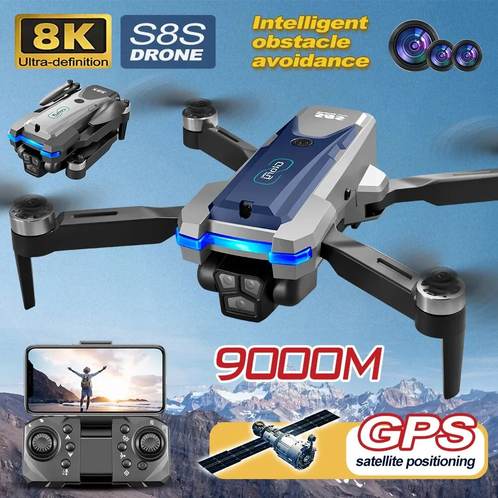 Drone Kf Rc - 折りたたみ式リモートコントロールドローンRCS8S GPS,5g wifi,8k hdデュアルESCカメラ,オプティカルフロー,360 ° 障害物回避,ブラシレスモーター,9000m