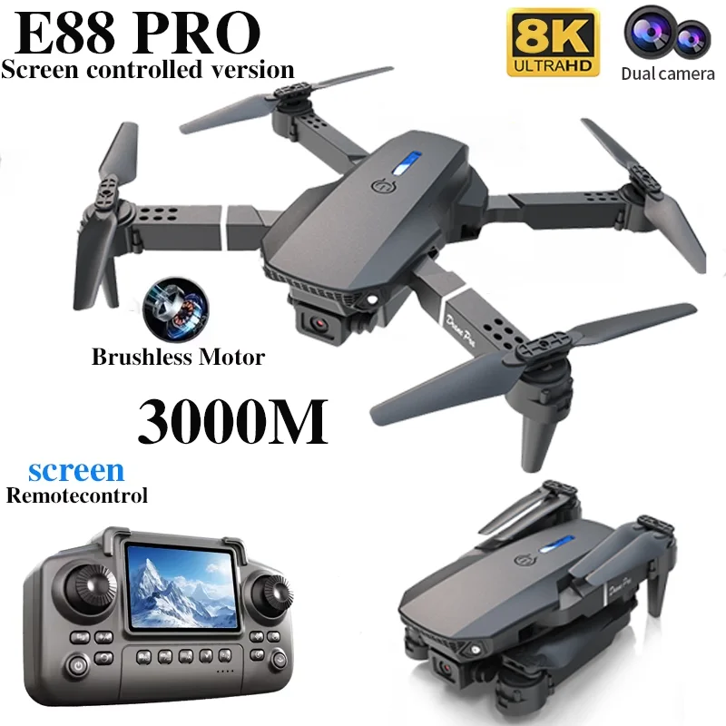 プロフェッショナル E88 プロドローン スクリーン付き 8 - Drone E88 Rc Quadcopter のレビューと価格