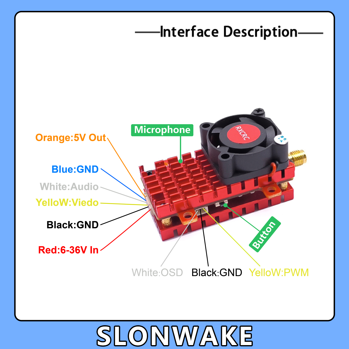 SLONWAKE 5.8G 2W VTX FPV 1800T - Drone Kf Rc のレビューと価格