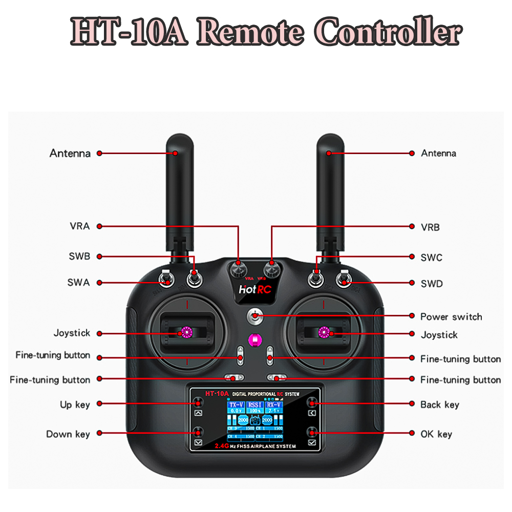 Hotrc HT-10A 2.4G 10CH送信機 F10A - Drone Helicopter Rc のレビューと価格